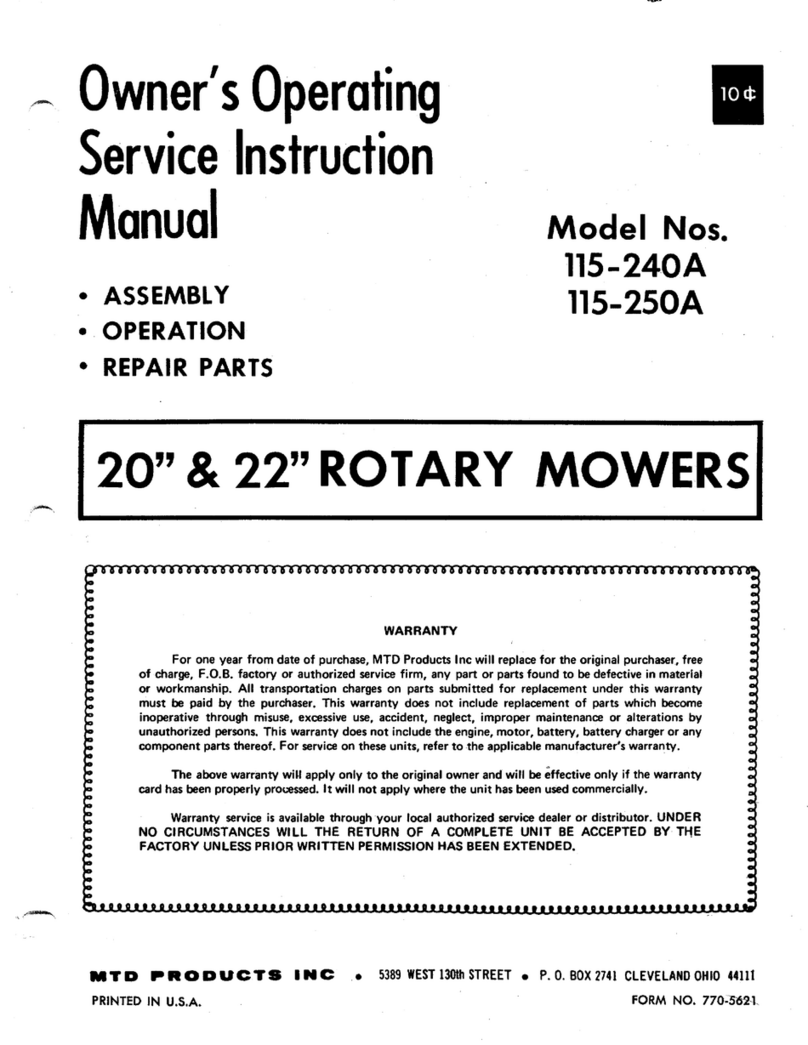MTD 115-240A Owner's operating service instruction manual MTD 115-240A Owner's operating service instruction manual