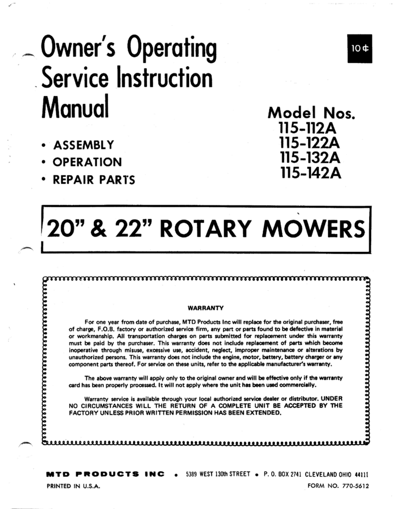 MTD 115-112A Owner's operating service instruction manual