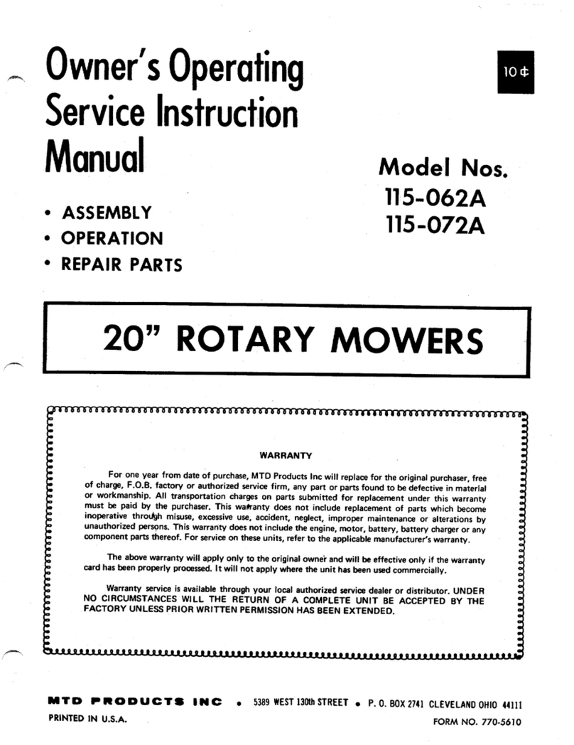 MTD 115-062A Owner's operating service instruction manual