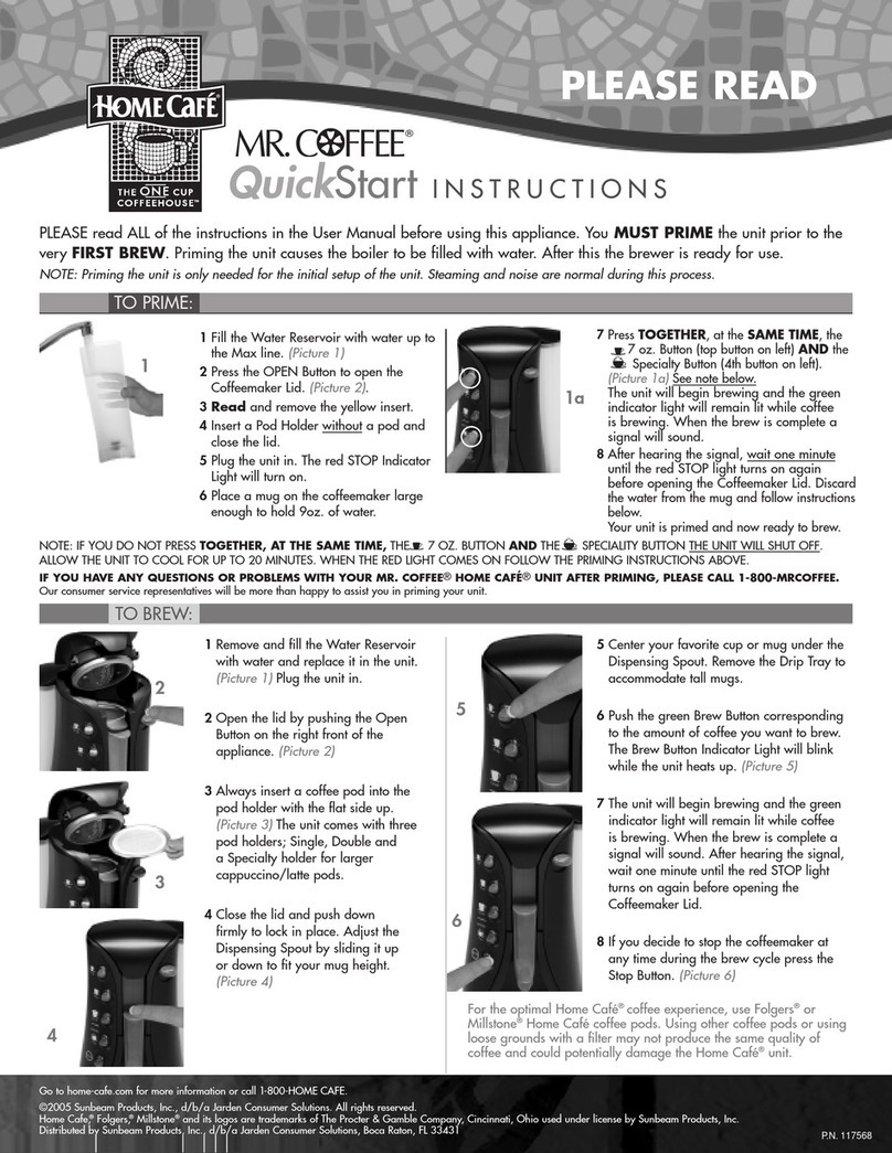 Mr. Coffee 117568 Quick start instructions