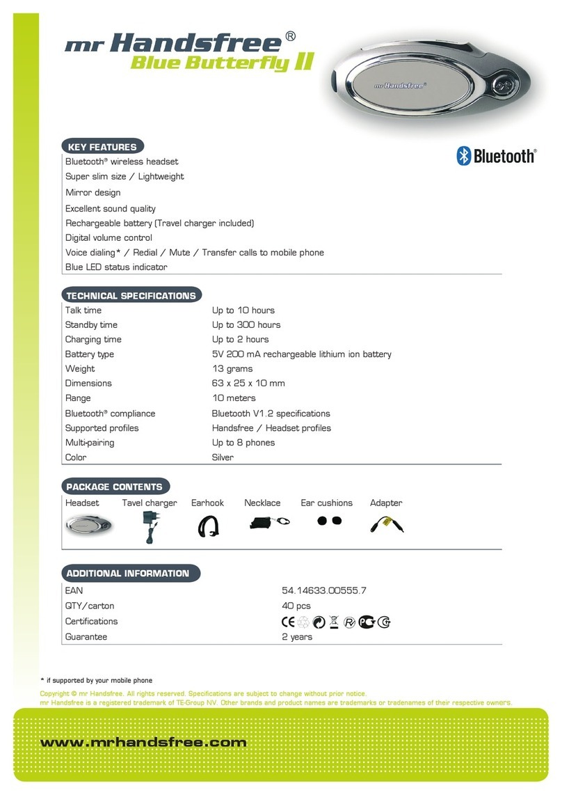 MRHANDSFREE Blue Butterfly II Specifications