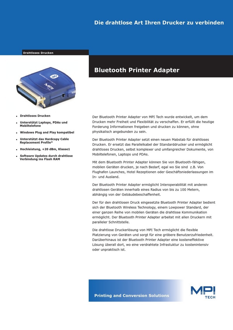 MPI Technologies Bluetooth Printer Adapter datasheet MPI Technologies Bluetooth Printer Adapter datasheet