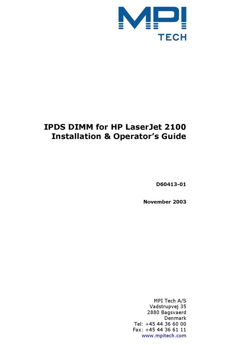 MPI Technologies LaserJet 2100 Installation and operator's guide