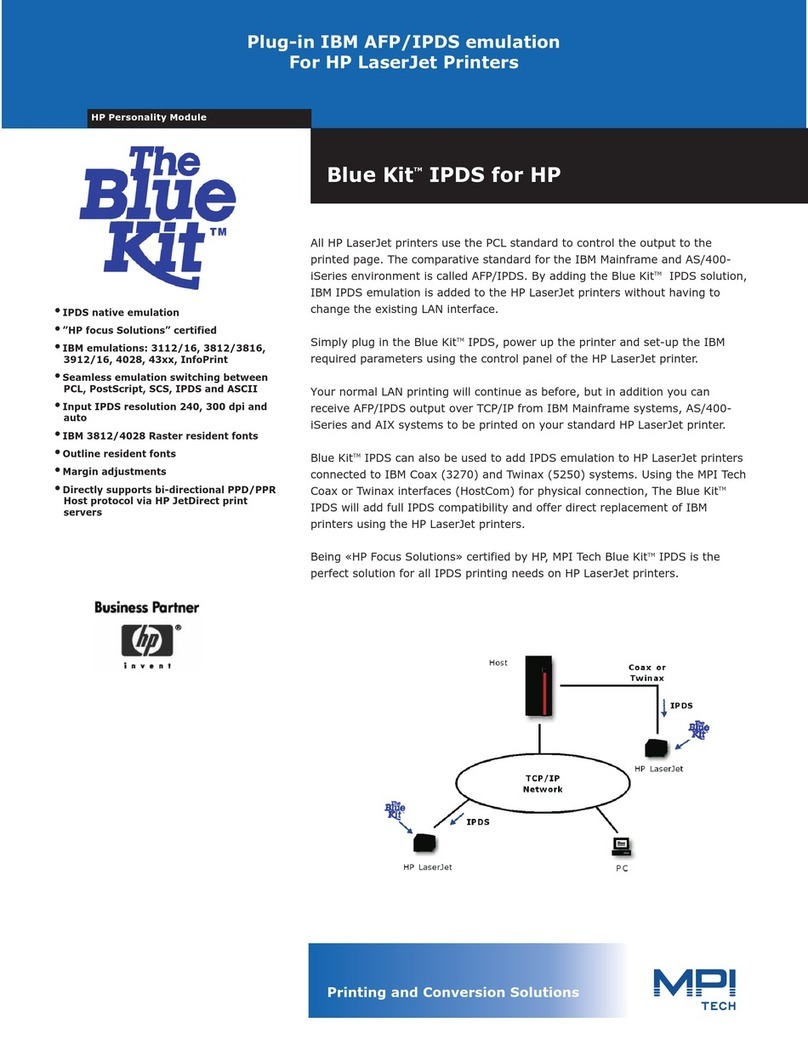 MPI Technologies The Blue Kit IPDS for HP Specification sheet
