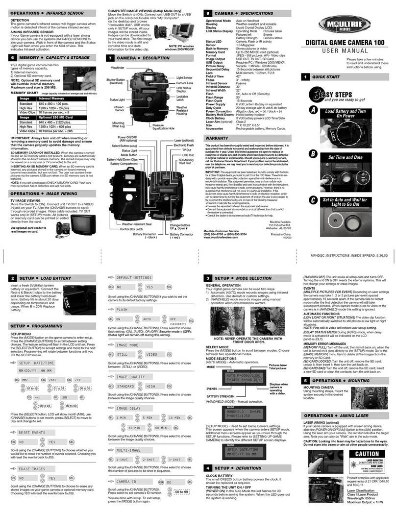 Moultrie DIGITAL GAME CAMERA 100 User manual