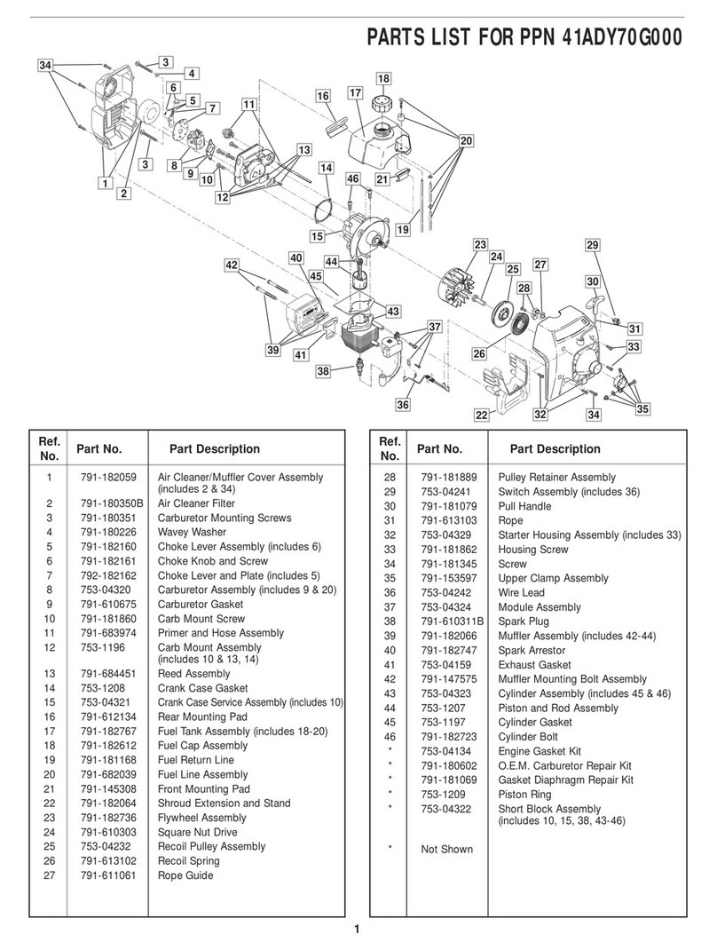 MTD PPN 41ADY70G000 parts list