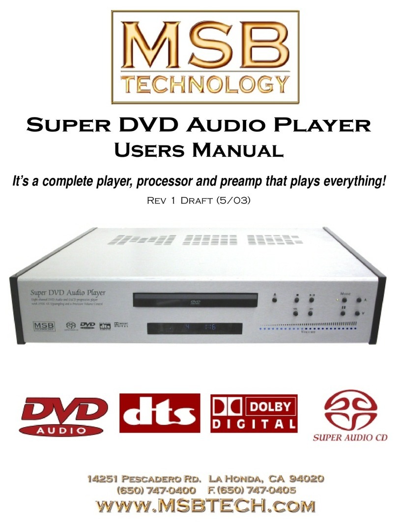 MSB Technology DVD Audio Player User manual
