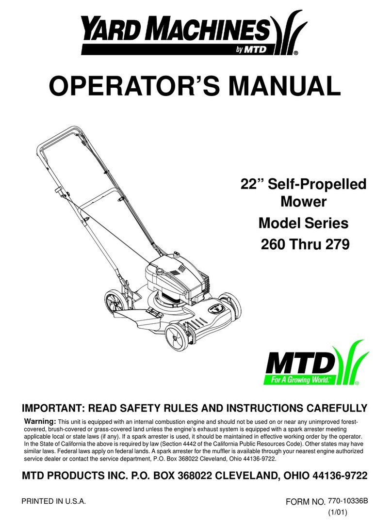 Yard Machines 260 Thru 279 User manual Yard Machines 260 Thru 279 User manual