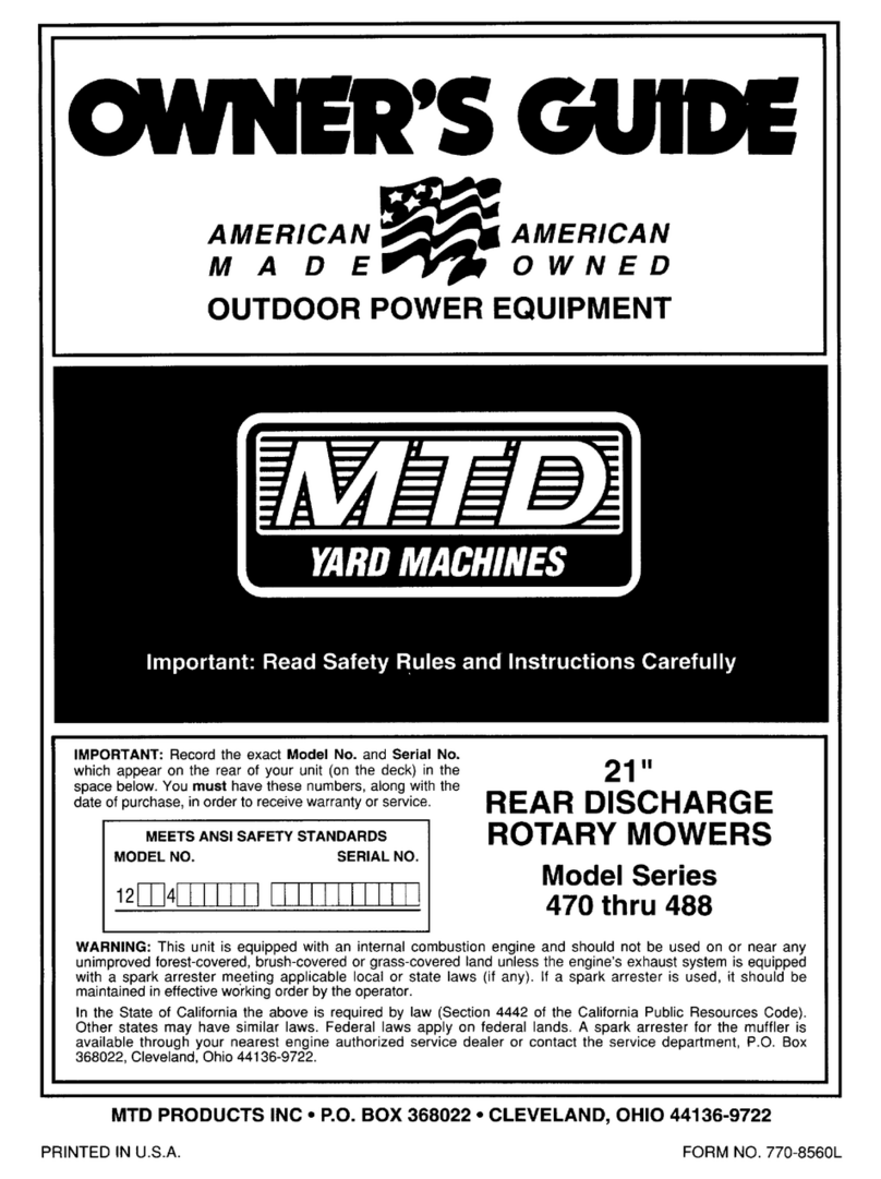 Yard Machines 470 thru 488 owner's guide