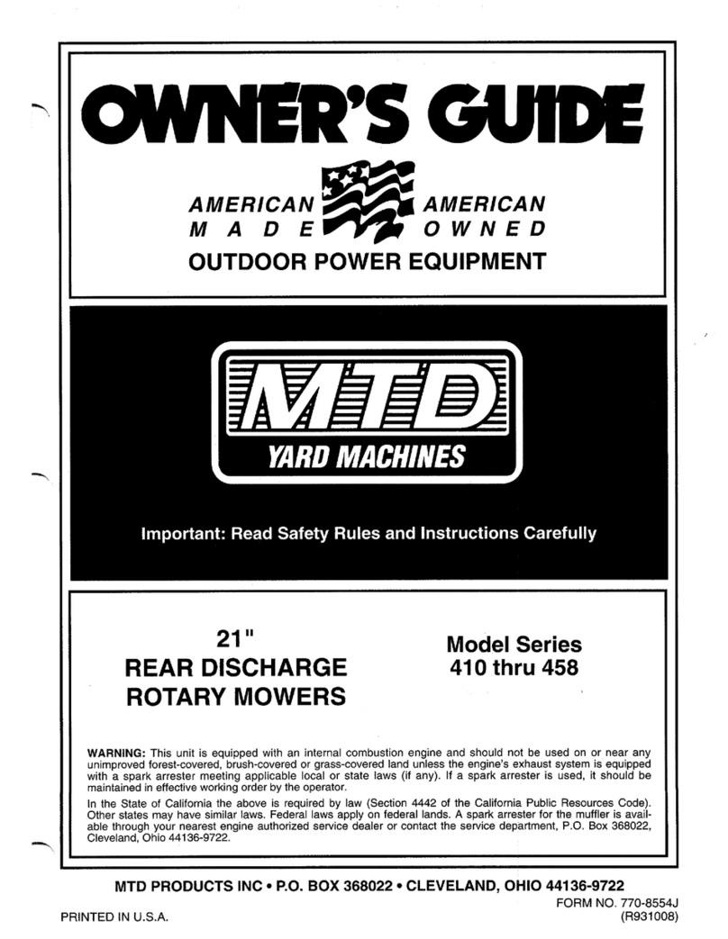 Yard Machines 410 thru 458 User manual