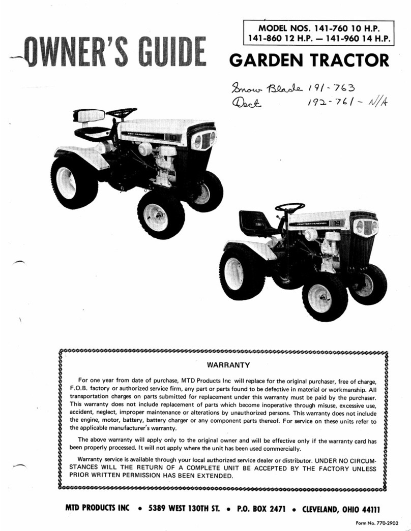 MTD 141-760 10 H.P. User manual MTD 141-760 10 H.P. User manual
