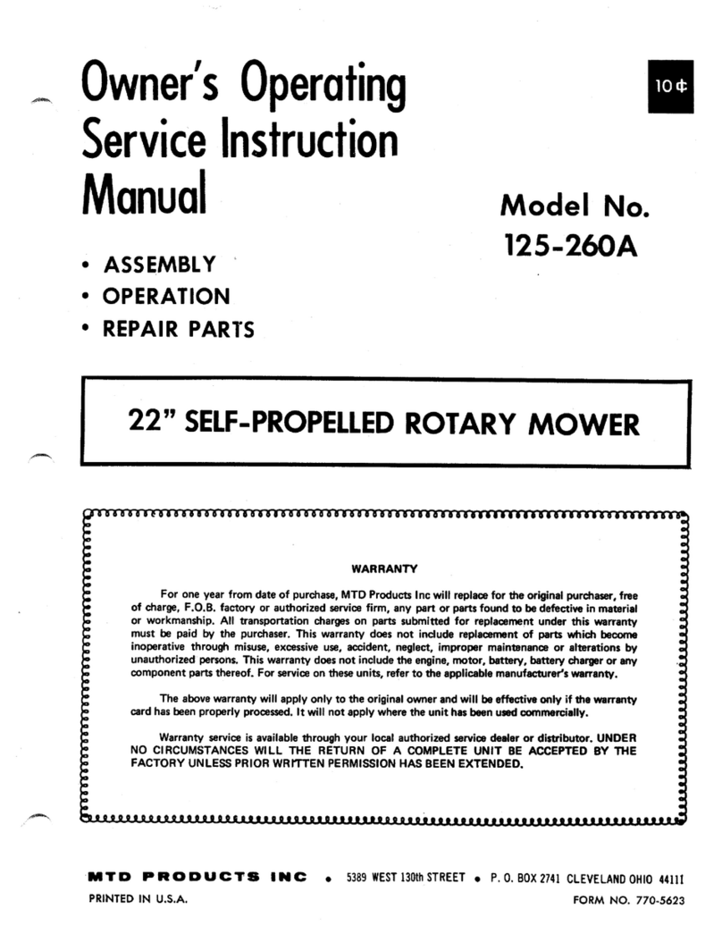 MTD 125-260A Owner's operating service instruction manual
