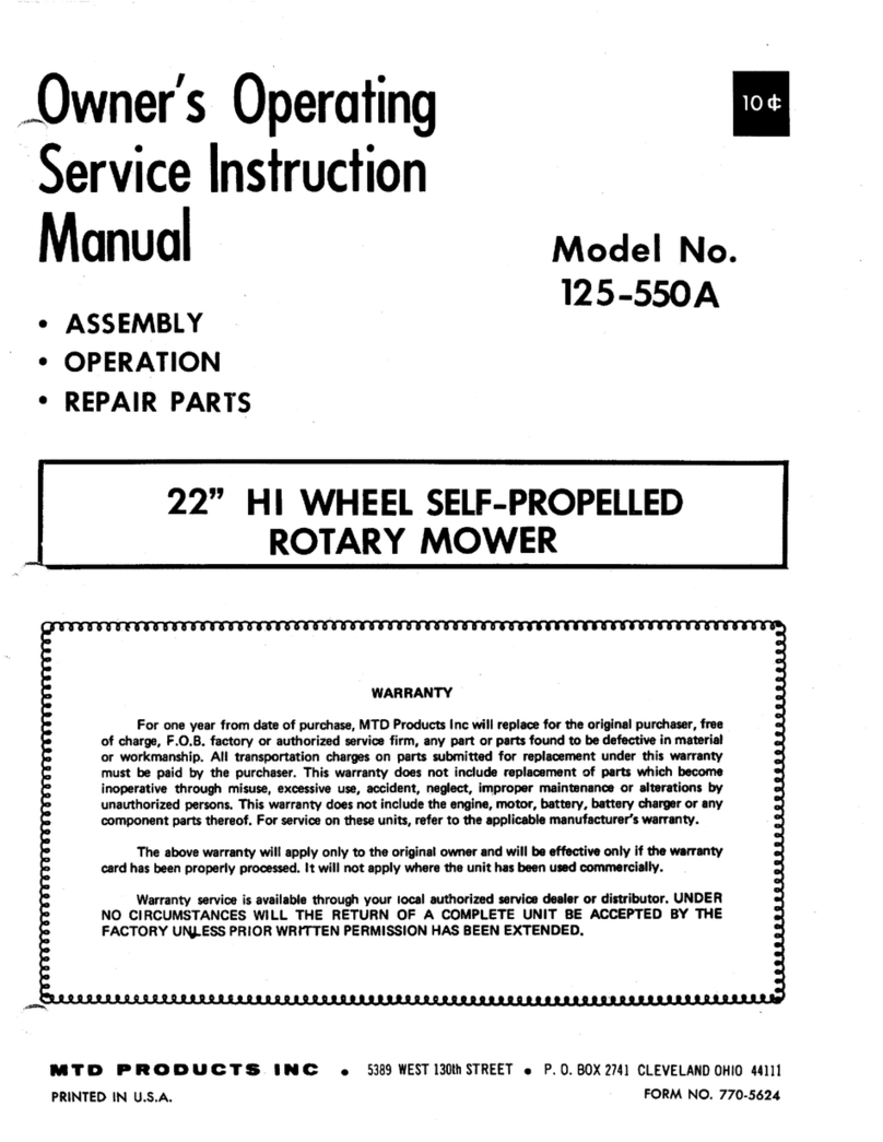 MTD 125-550A Owner's operating service instruction manual MTD 125-550A Owner's operating service instruction manual