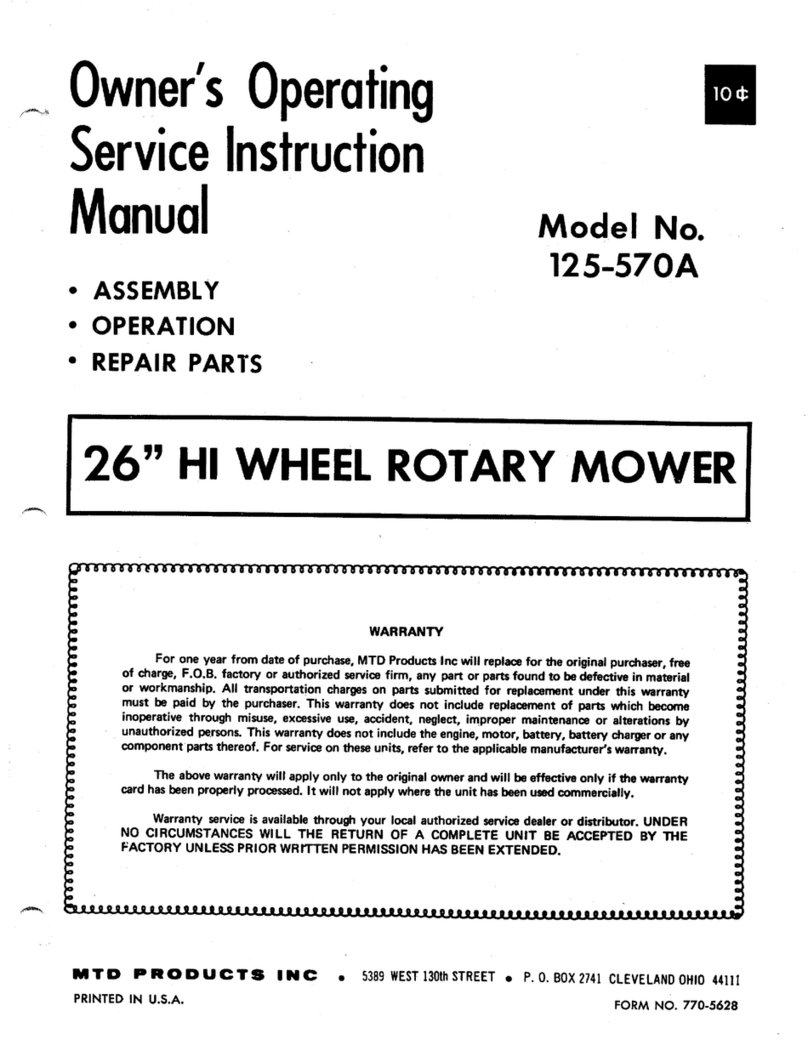 MTD 125-570A Owner's operating service instruction manual
