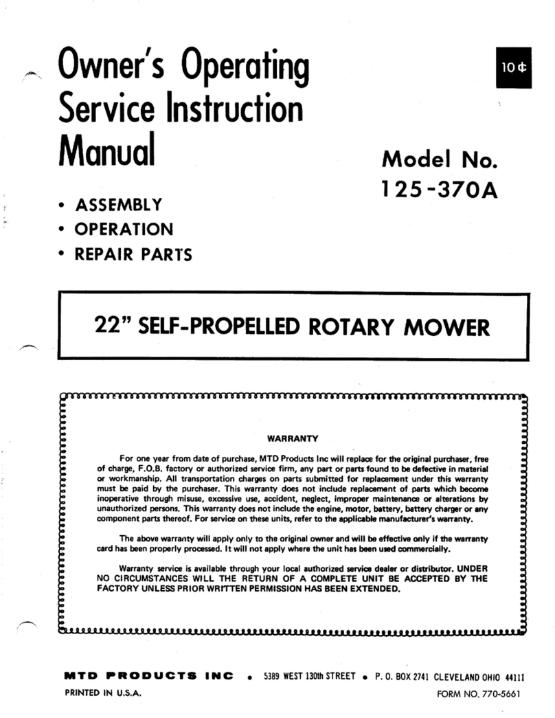 MTD 125-370A Owner's operating service instruction manual
