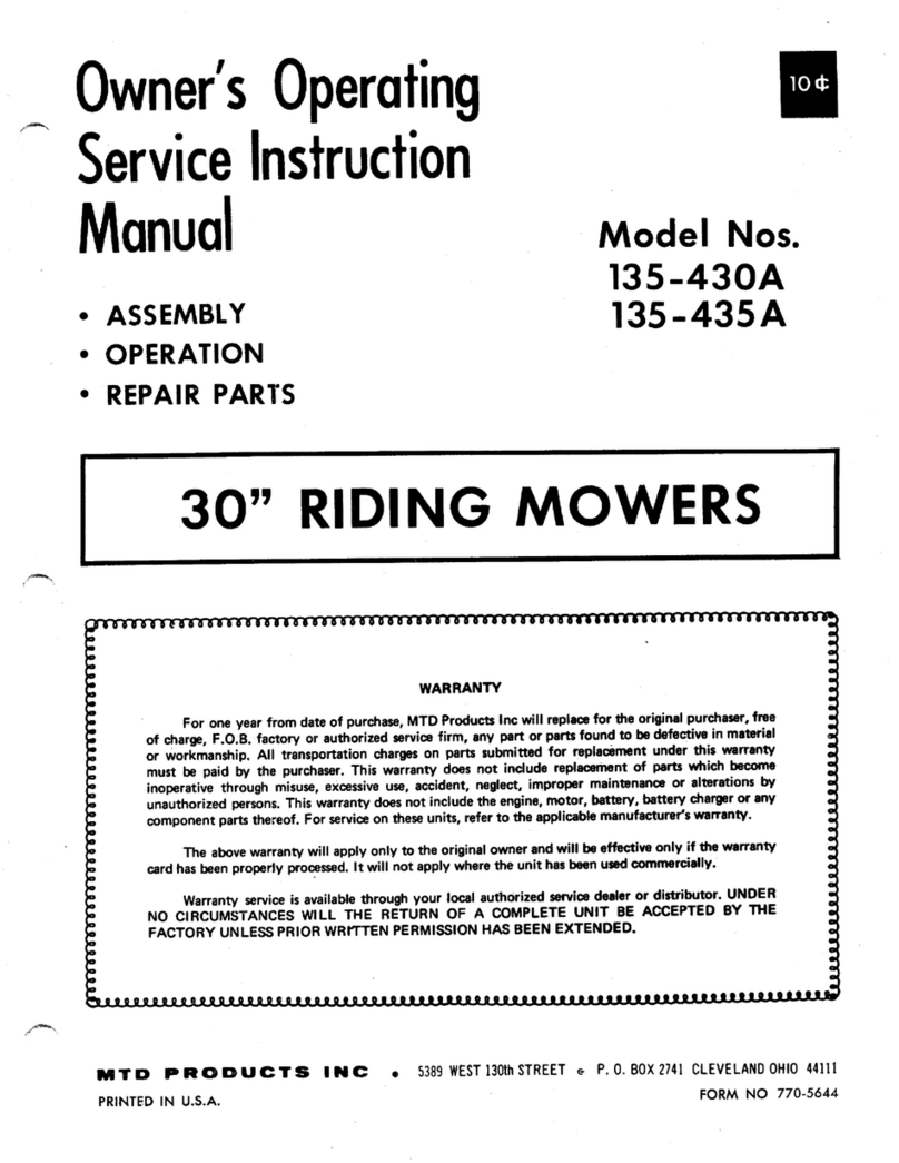 MTD 135-430A Owner's operating service instruction manual