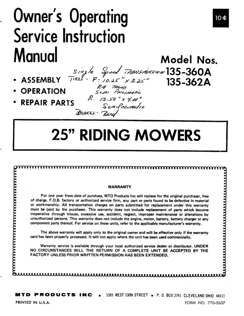 MTD 135-360A Owner's operating service instruction manual