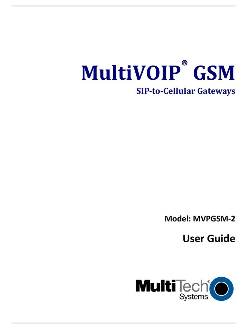 Multitech MultiVOIP GSM SIP-to-Cellular Gateways... User manual