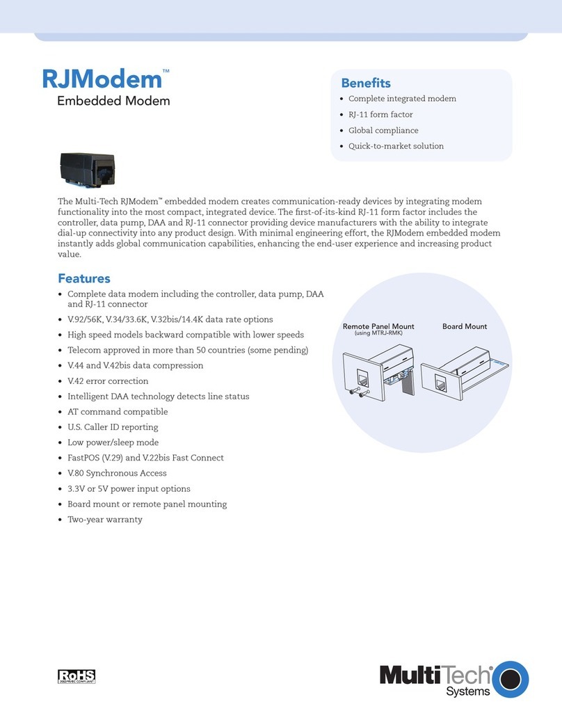 Multitech Embedded Modem Specification sheet