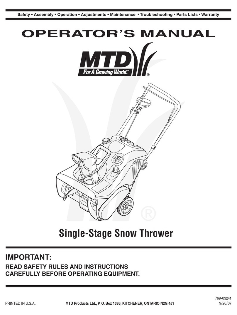 MTD Single-Stage Snow Thrower Operator's manual