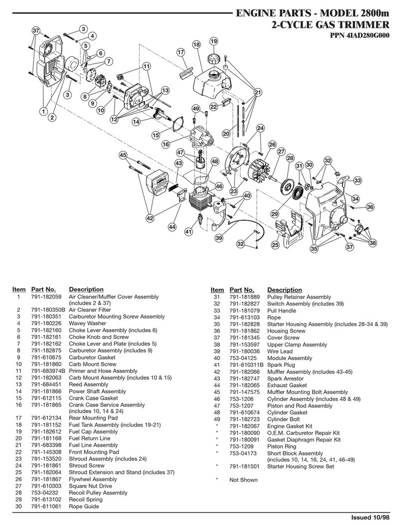 MTD Yard-Man 2800M parts list
