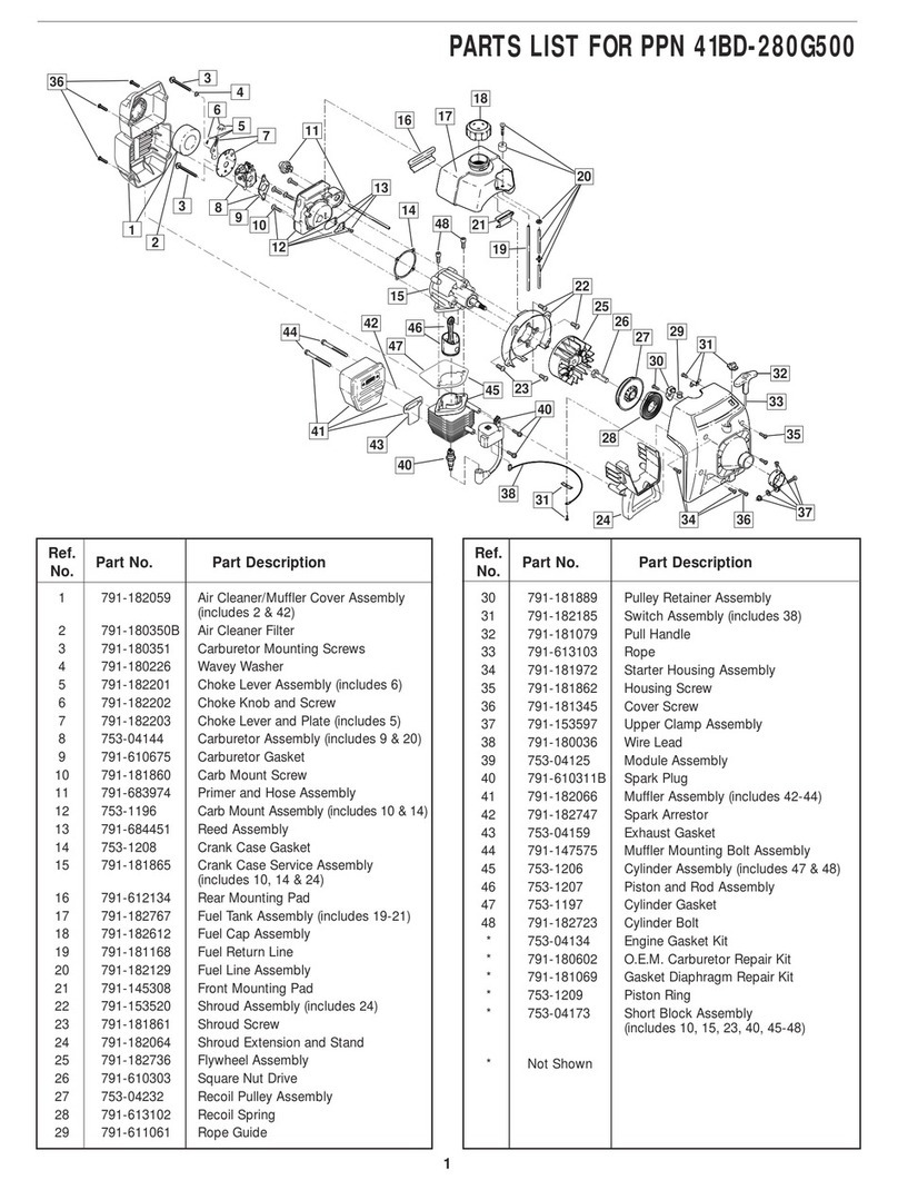 MTD PPN 41BD-280G500 parts list