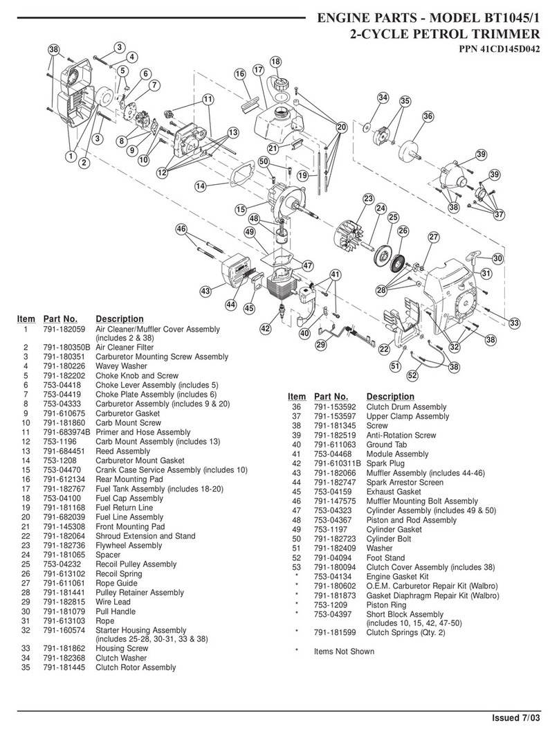 MTD BT1045/1 parts list