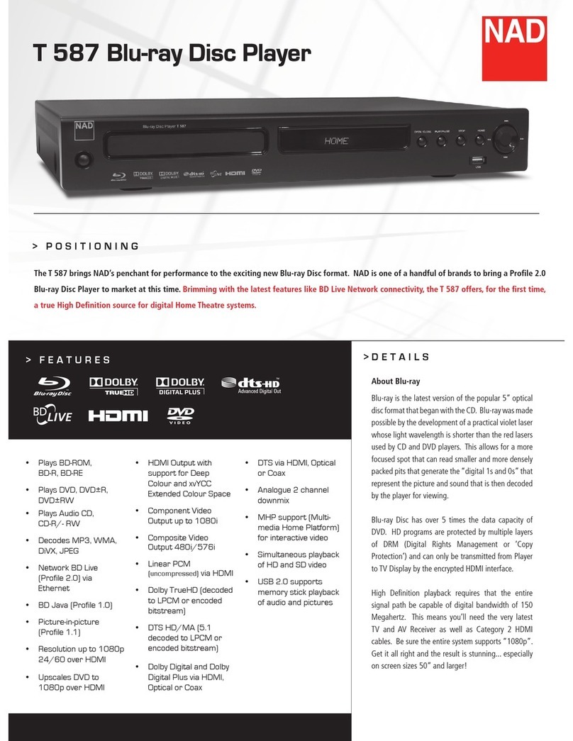 NAD T 587 Specification sheet