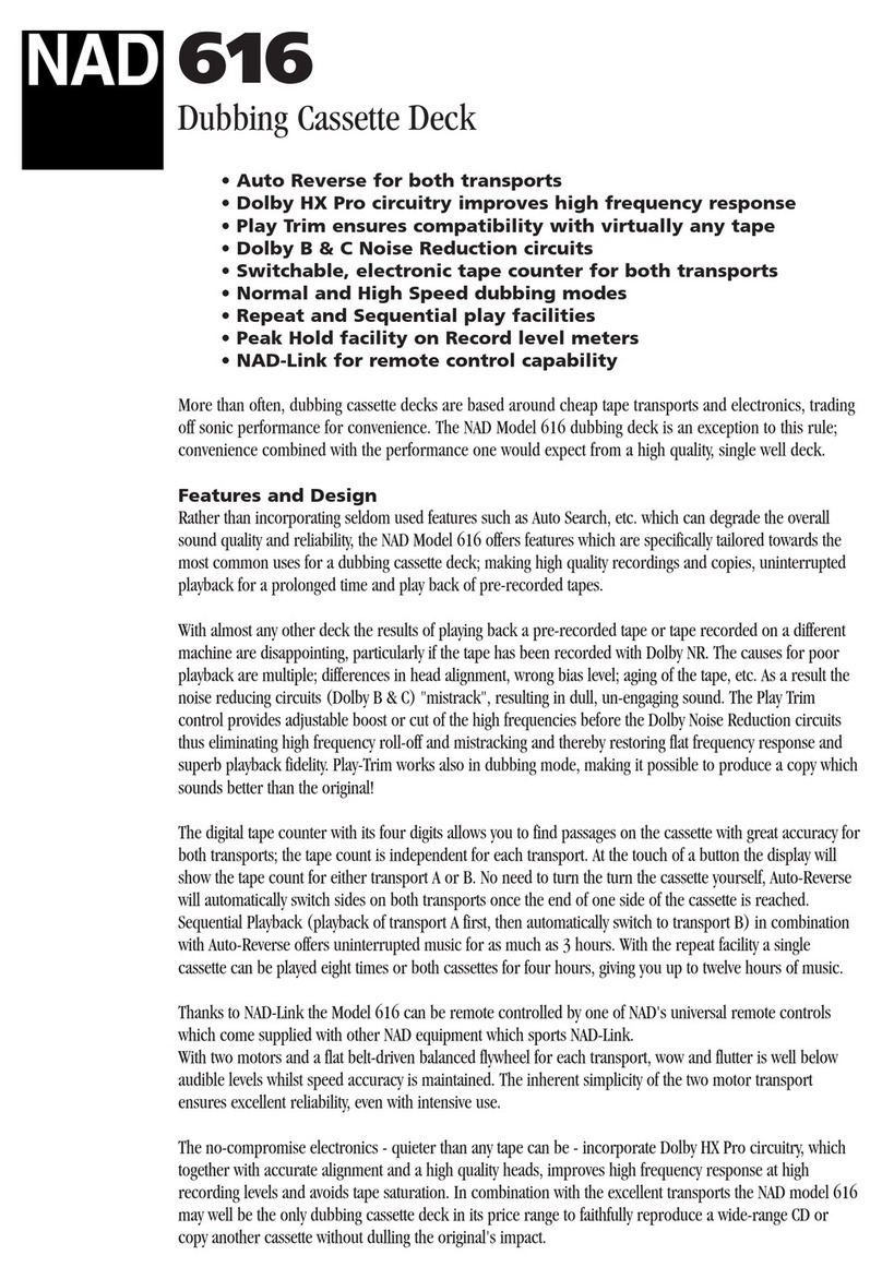 NAD 616 Specification sheet