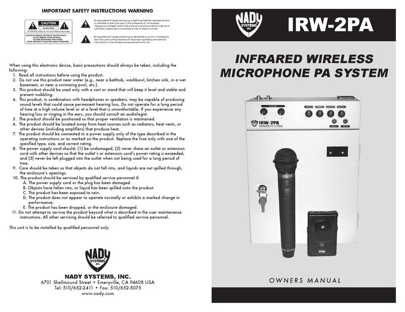 Nady Systems IRW-2PA User manual