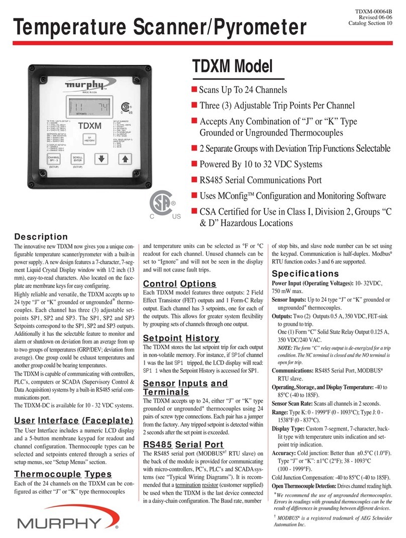 Murphy Temperature Scanner/Pyrometer TDXM Specifications