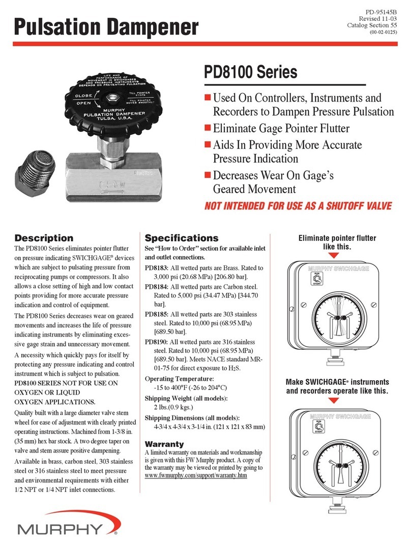 Murphy Pulsation Dampener PD8100 Series Specifications