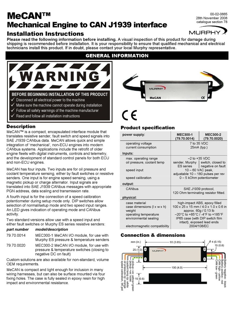 Murphy MeCAN I/O Module MEC300-1 installation instructions Murphy MeCAN I/O Module MEC300-1 installation instructions