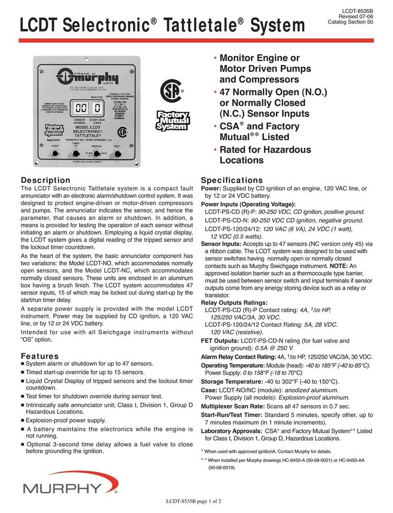 Murphy LCDT Selectronic Tattletale System... Specifications