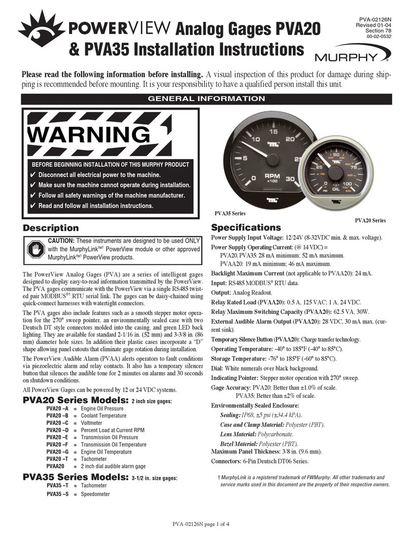 Murphy PowerView Analog Gages PVA20 installation instructions