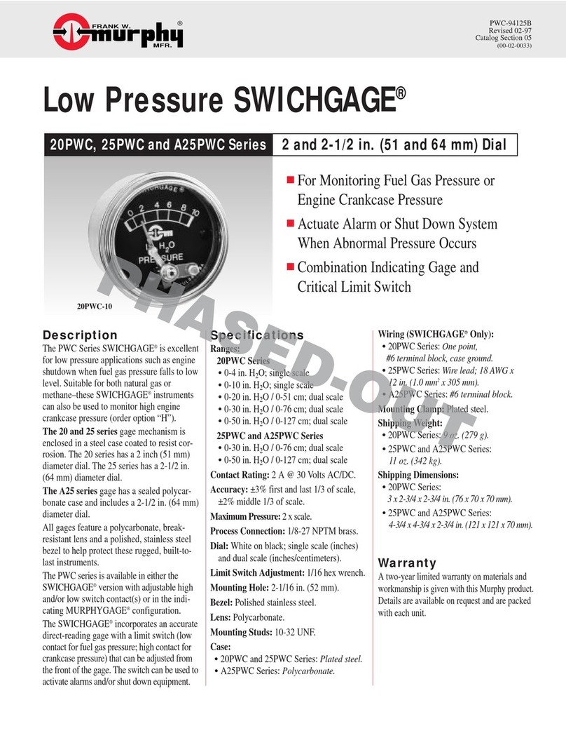 Murphy Low Pressure SWICHGAGE 20PWC User manual