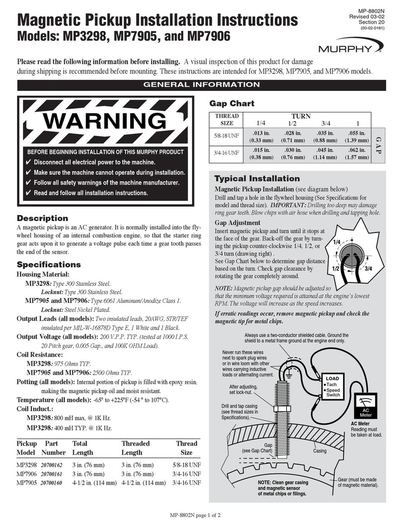 Murphy Magnetic Pickup MP-8802N installation instructions