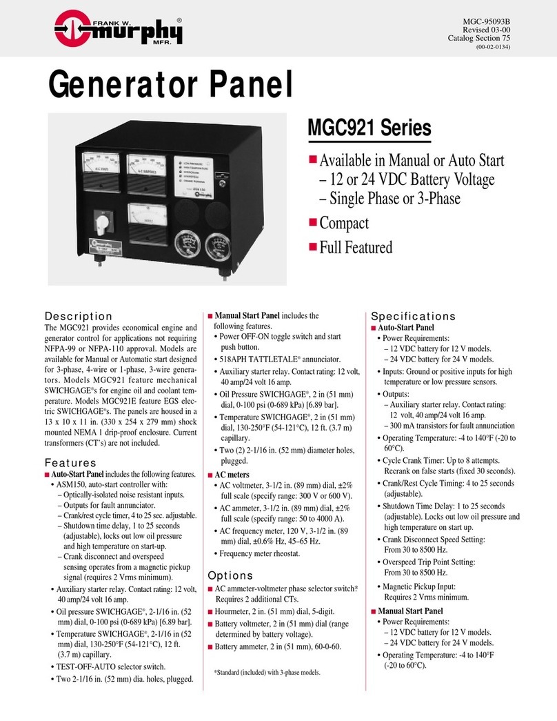 Murphy Generator Panel MGC921 Series User manual Murphy Generator Panel MGC921 Series User manual
