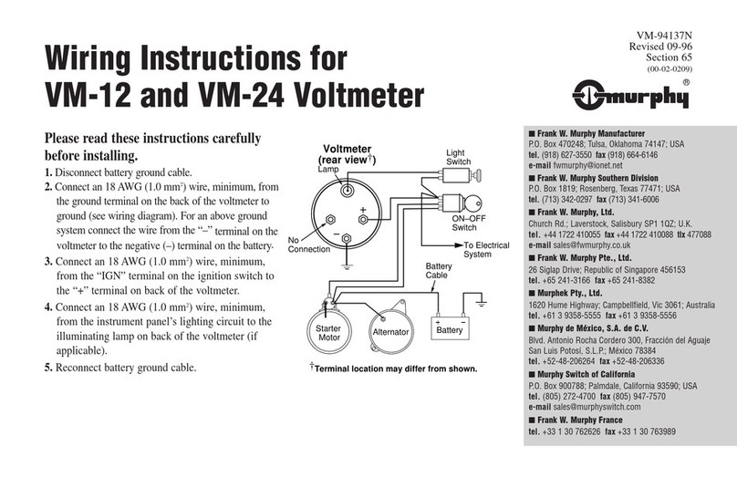 Murphy Voltmeter VM-12 Wiring instructions