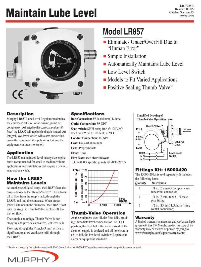 Murphy Lube Level Regulator LR857 owner's manual Murphy Lube Level Regulator LR857 owner's manual
