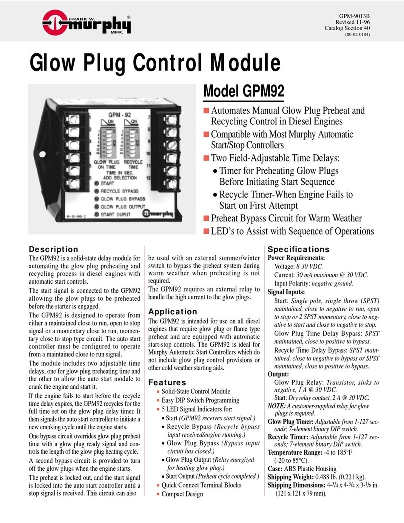 Murphy Glow Plug Control Module GPM92 User manual