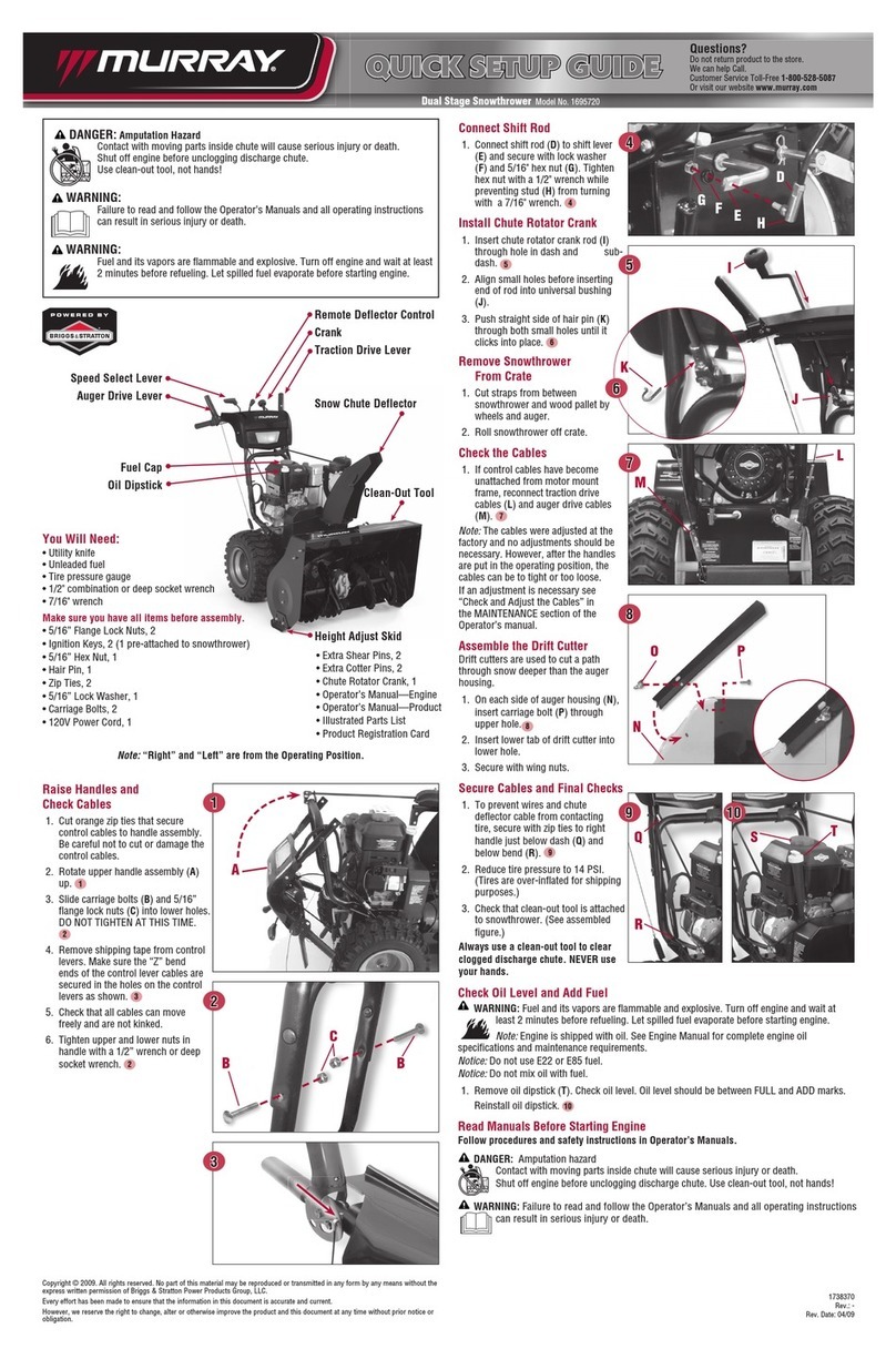 Murray 1738370 Quick setup guide