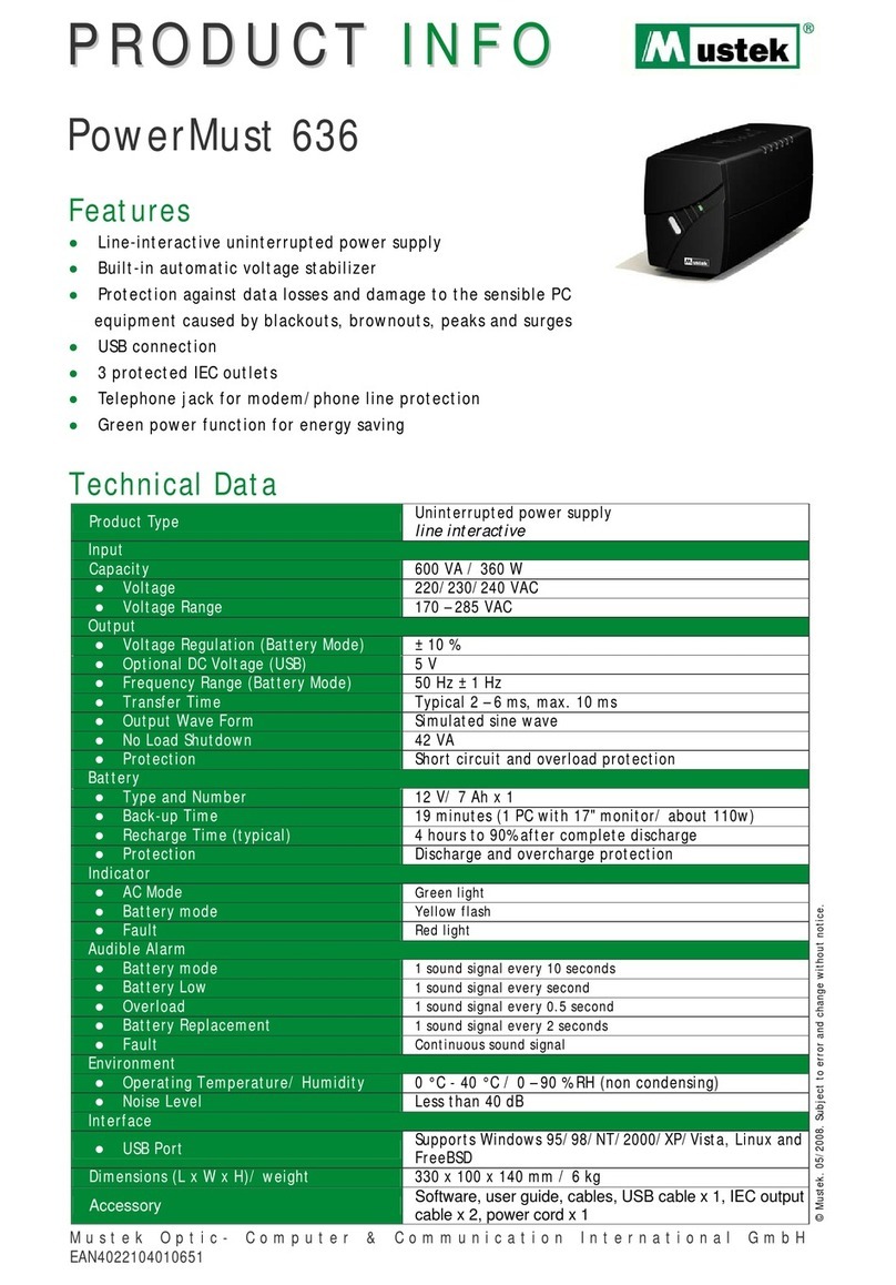 Mustek POWERMUST 636 Specifications