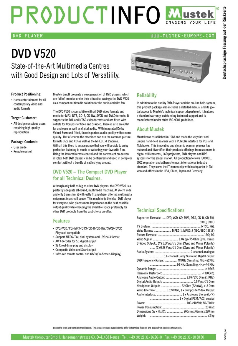Mustek V520 Technical specifications