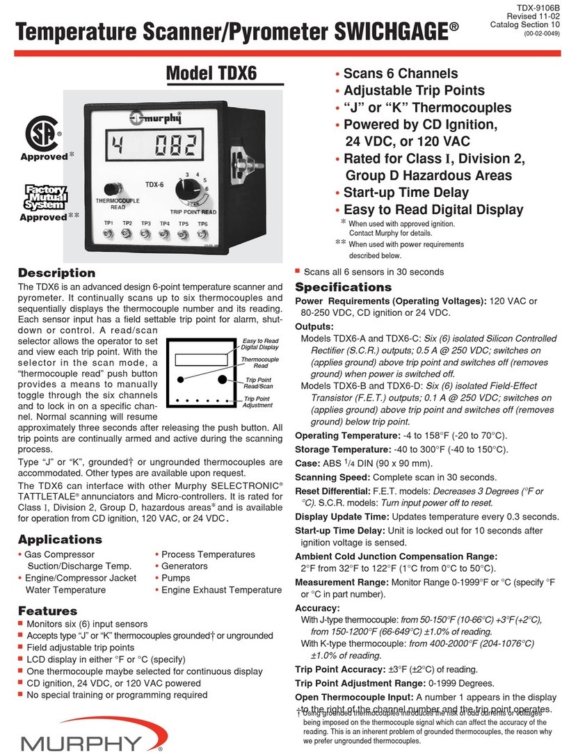 Murphy Temperature Scanner/Pyrometer SWICHGAGE TDX6 Specifications