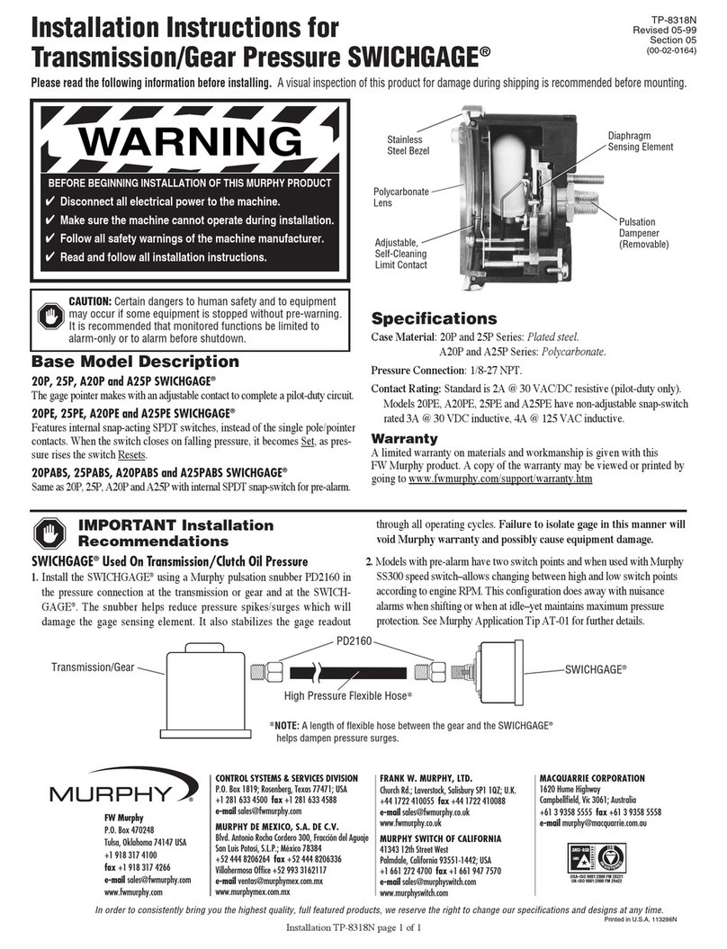 Murphy SWICHGAGE TP-8318N User manual Murphy SWICHGAGE TP-8318N User manual