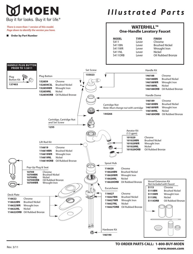 Moen Waterhill S411BN Illustrated parts list
