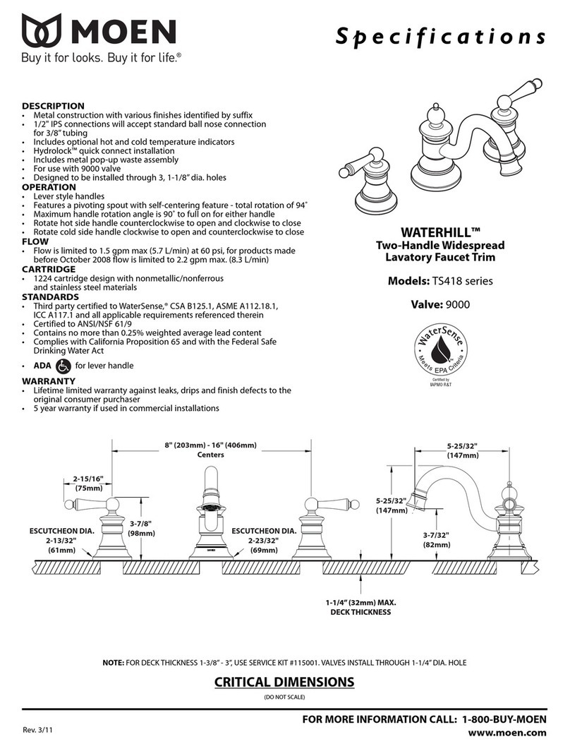 Moen Waterhill TS418 series Specifications
