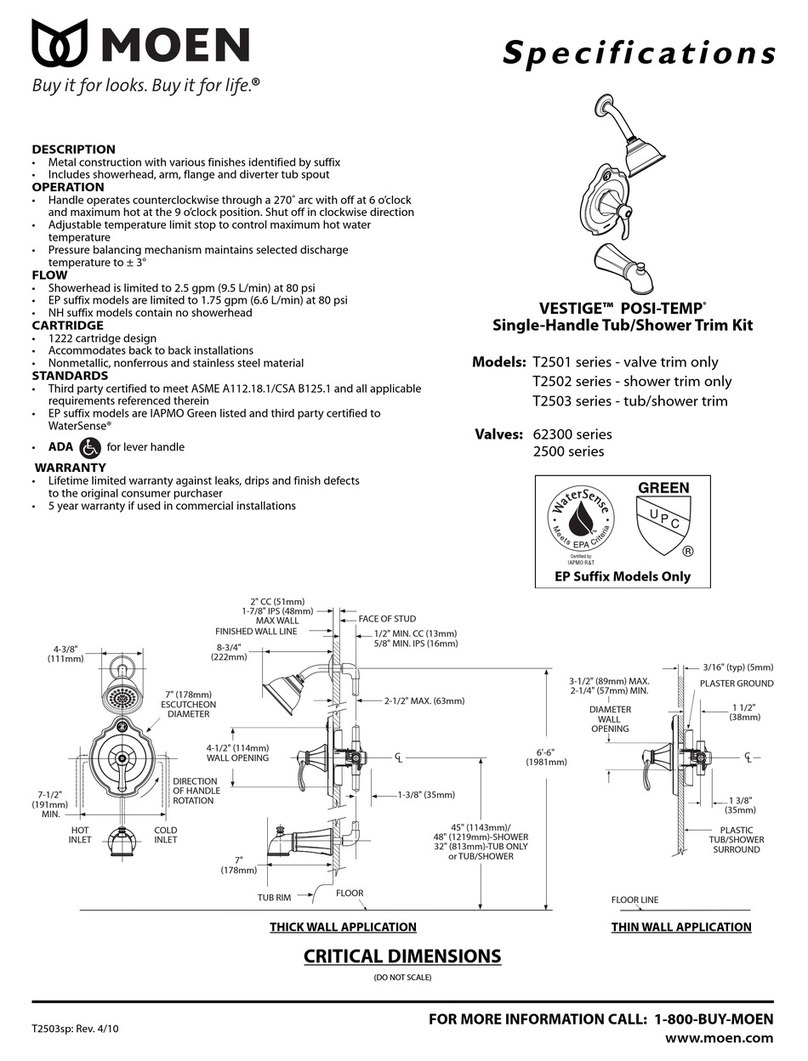 Moen Vestige T2503 User manual Moen Vestige T2503 User manual