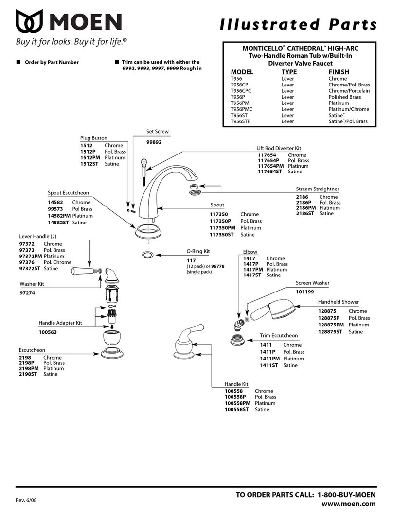 Moen MONTICELLO CATHEDRAL HIGH-ARC T956 Setup guide